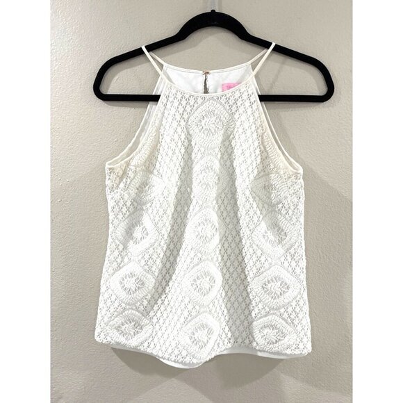 Lilly Pulitzer chic Top Womens Reema Lace Halter Top in Resort White Size small - Picture 4 of 10